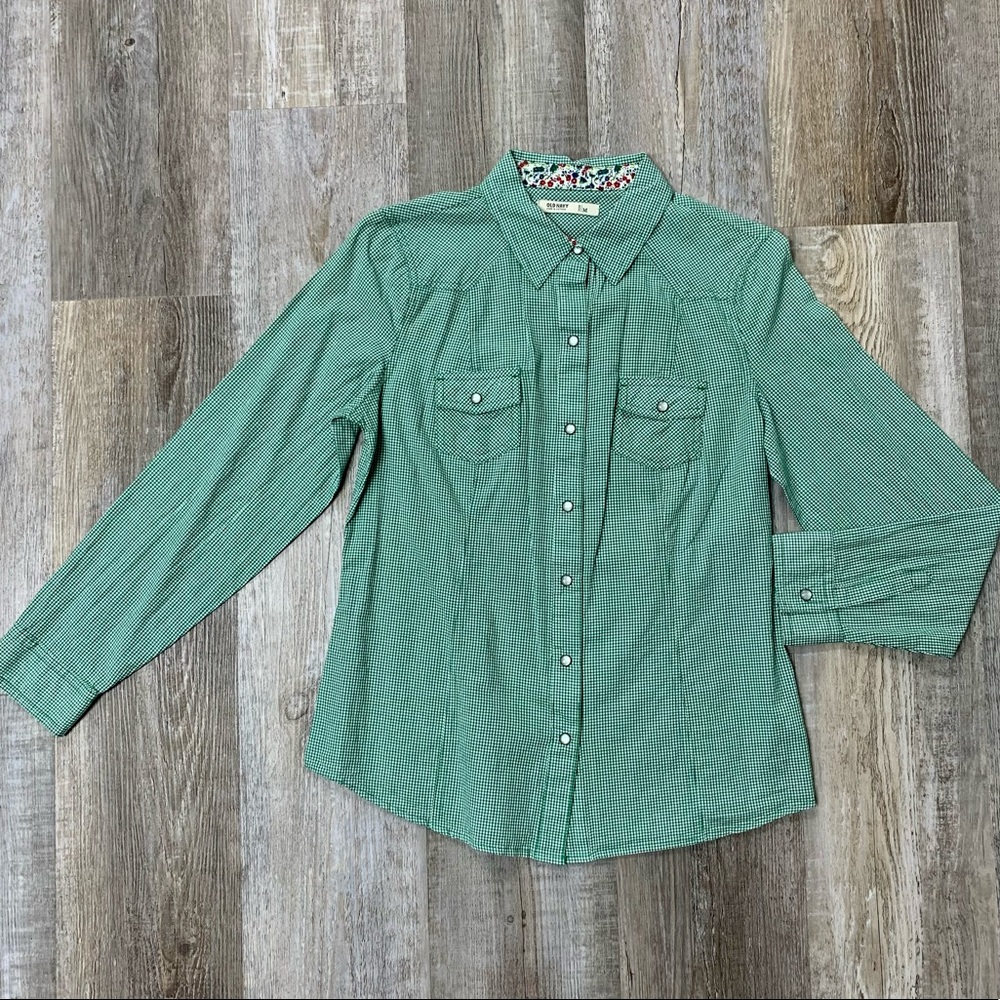 Old Navy Check Collared Button Down Top